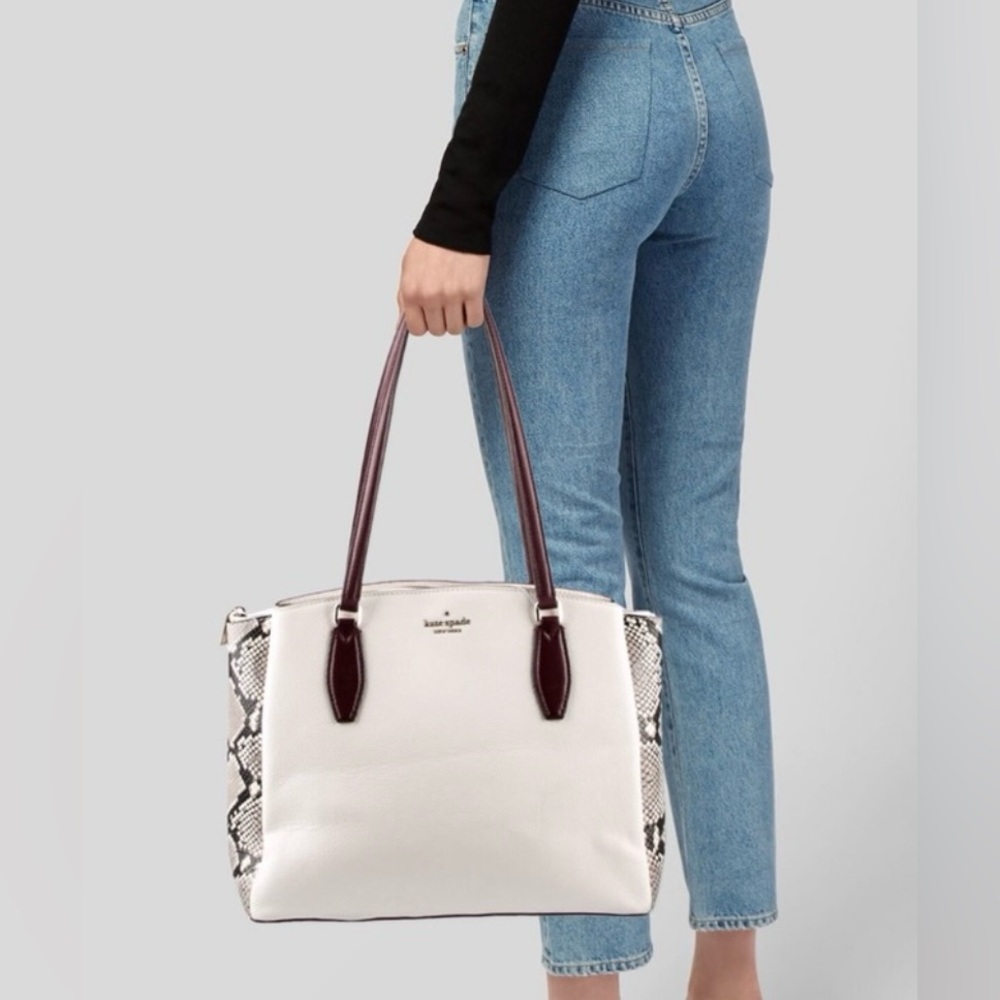 ❣️ NWOT New Kate Spade Leather Snake Skin Large Tote Shoulder Bag